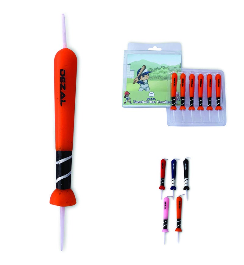 DEZAL Orange Baseball Bat and Softball Bat Candles (6 Pack) for Baseball Birthday Party Supplies and Decorations â€“ Cupcake and Birthday Cake Topper Candles for Softball Fastpitch and Baseball Fans - Image 4
